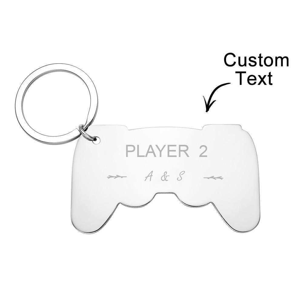 Personalized Gamepad Keychain Funny Engraved Player Keychain For Couples