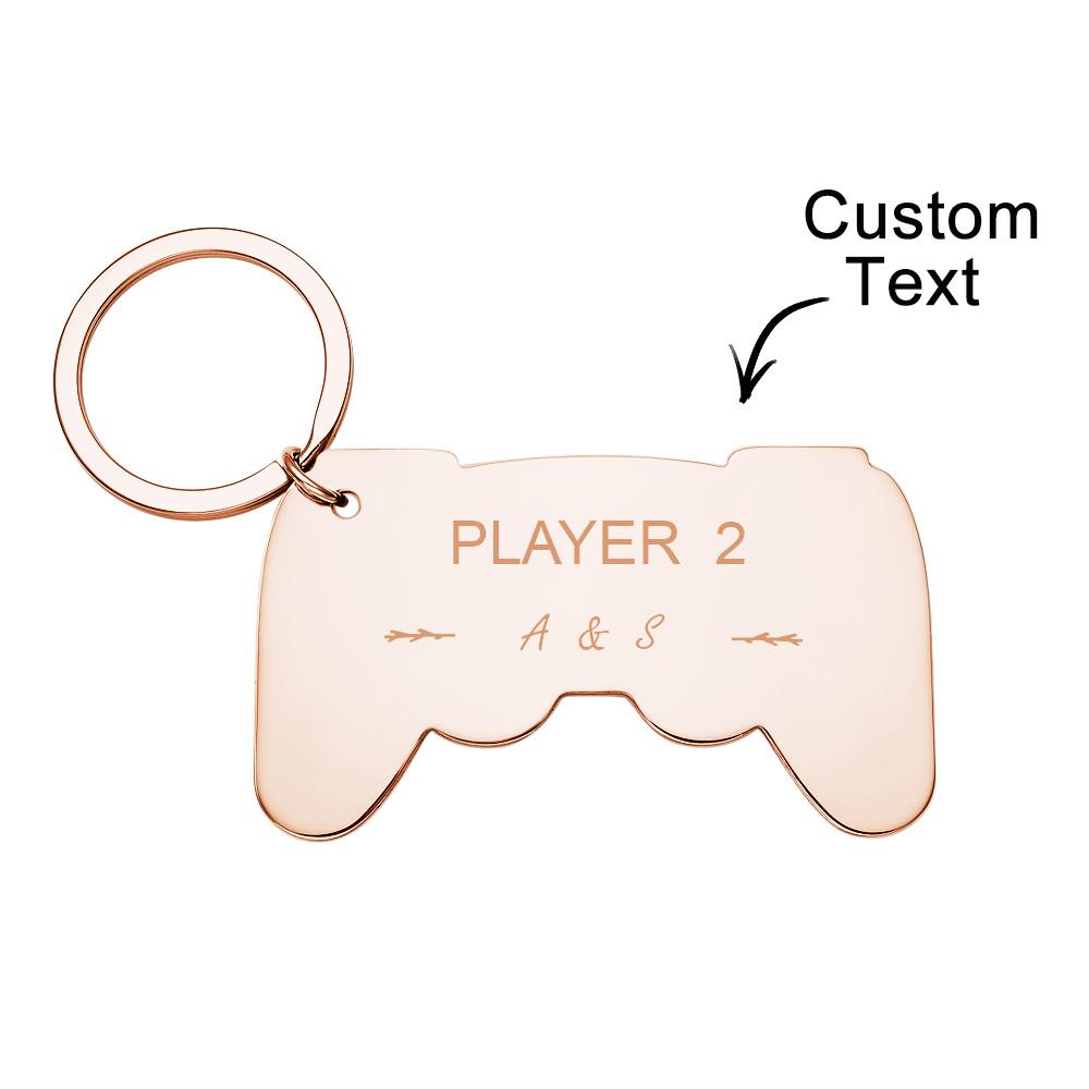 Personalized Gamepad Keychain Funny Engraved Player Keychain For Couples