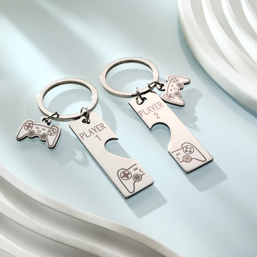 Custom Engraved Keychain Game Console in Pairs Funny Couple Gifts
