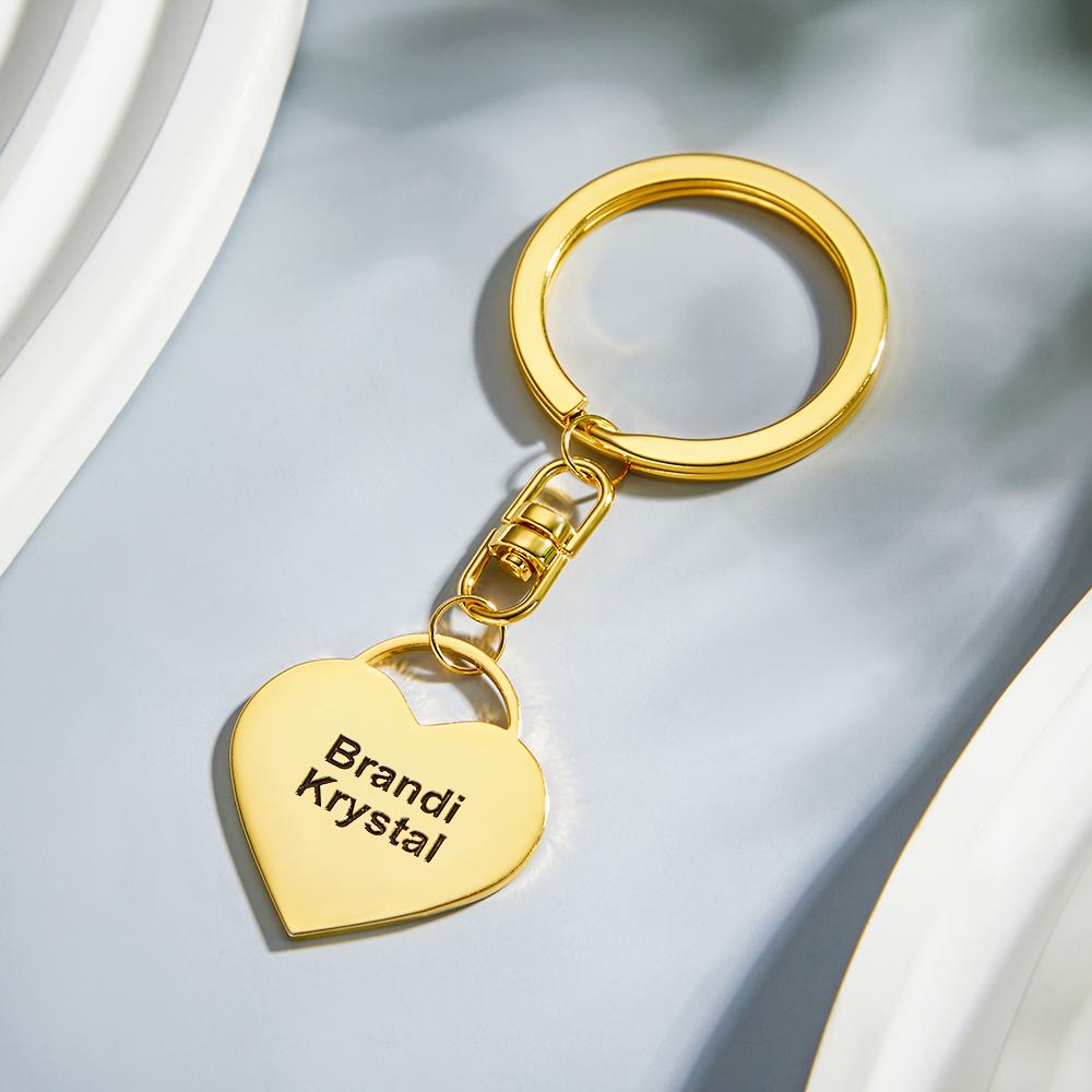 Custom Engraved Keychain Love Lock Metal Couple Gifts