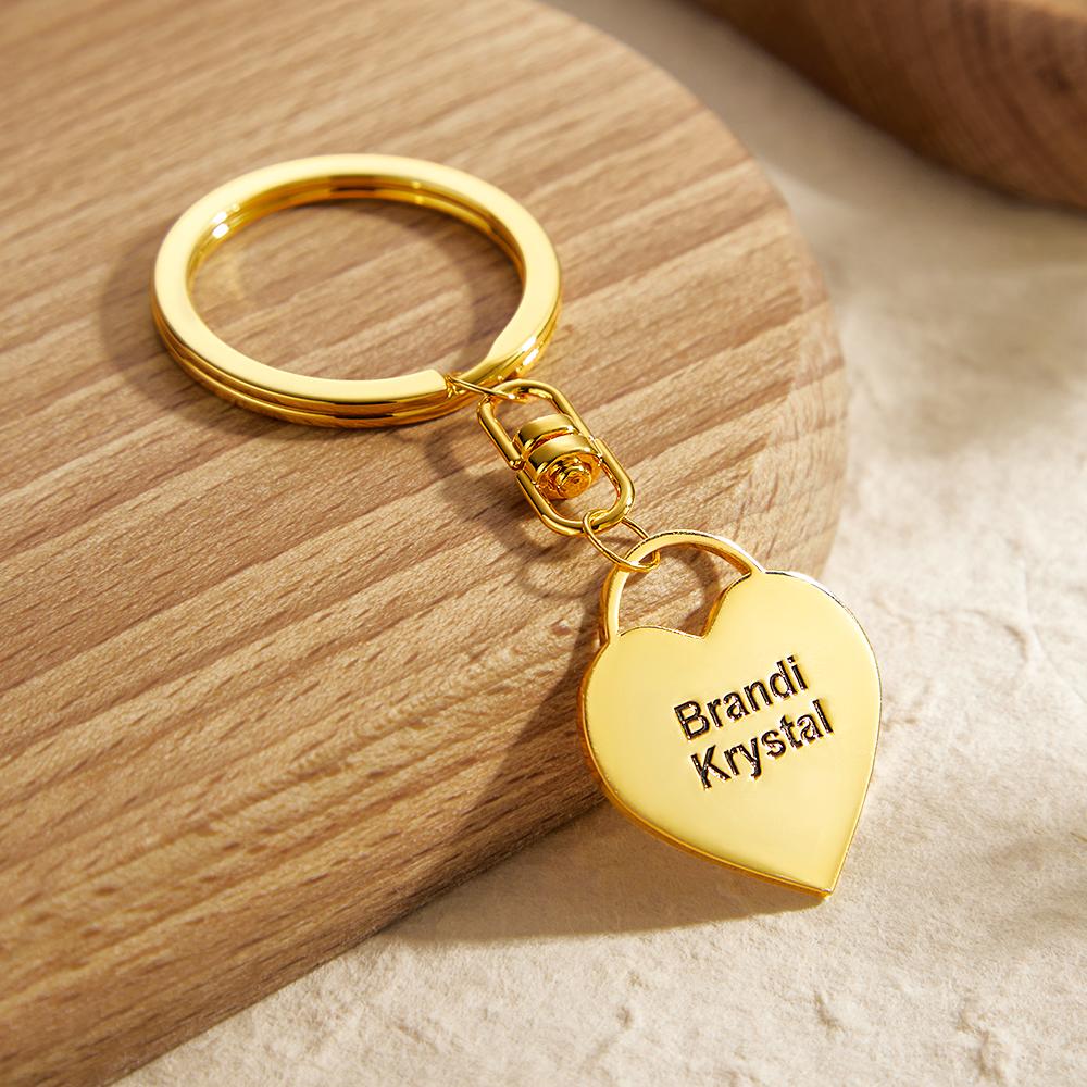 Custom Engraved Keychain Love Lock Metal Couple Gifts