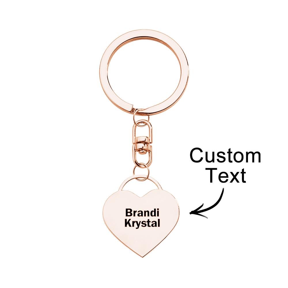 Custom Engraved Keychain Love Lock Metal Couple Gifts