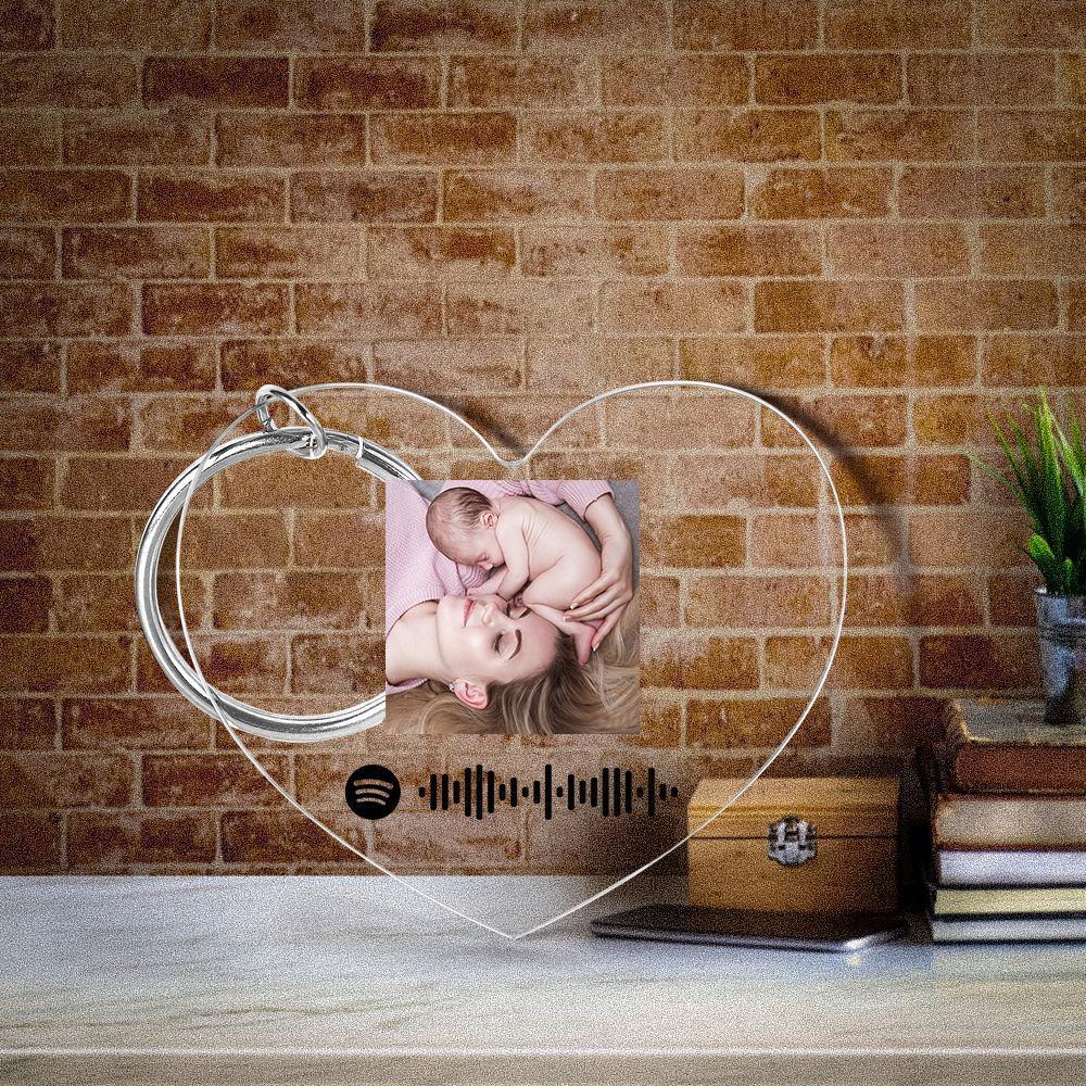 Scannable Spotify Code Keychain Spotify Favorite Song Photo Engraved Keychain Mother's Gifts