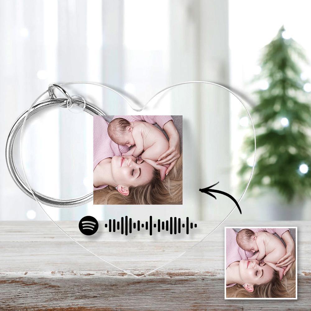Scannable Spotify Code Keychain Spotify Favorite Song Photo Engraved Keychain Mother's Gifts