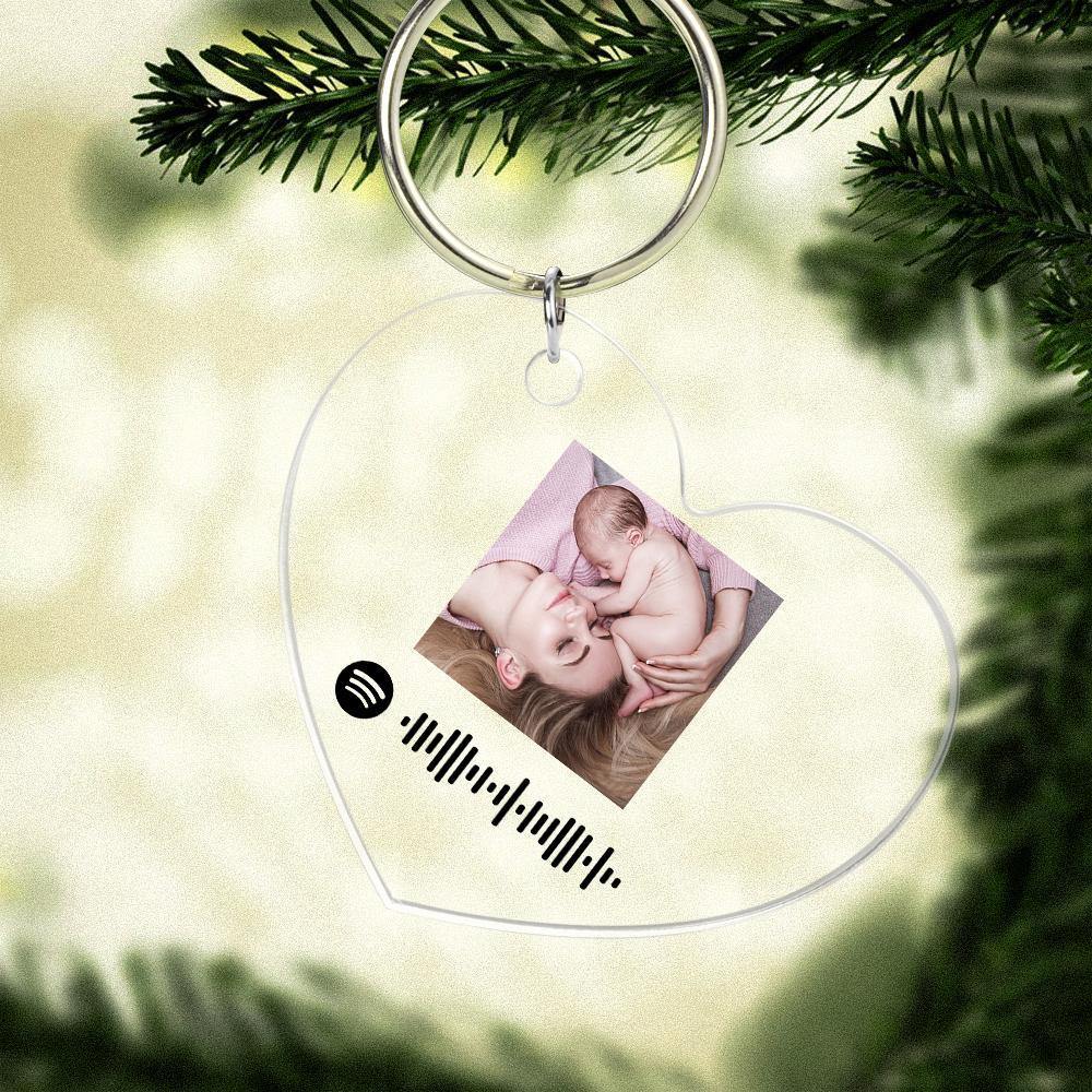 Scannable Spotify Code Keychain Spotify Favorite Song Photo Engraved Keychain Mother's Gifts