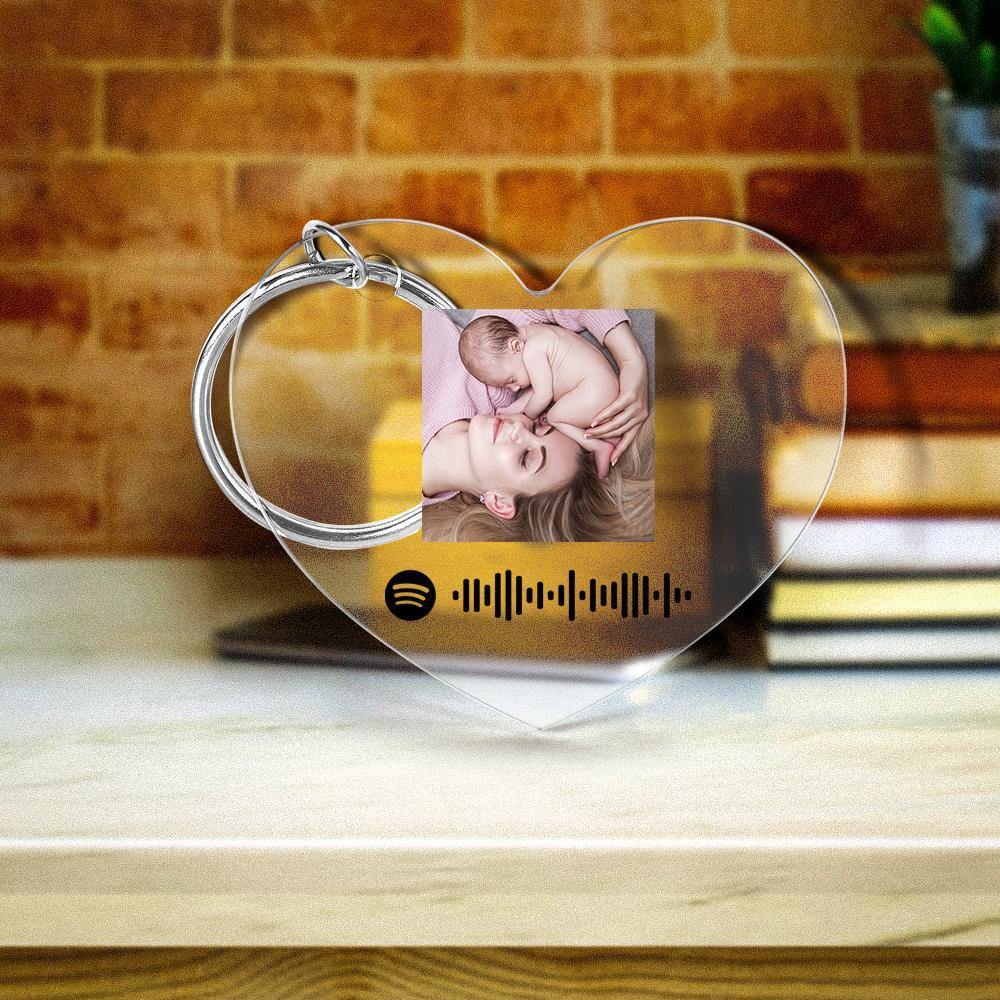 Scannable Spotify Code Keychain Spotify Favorite Song Photo Engraved Keychain Mother's Gifts