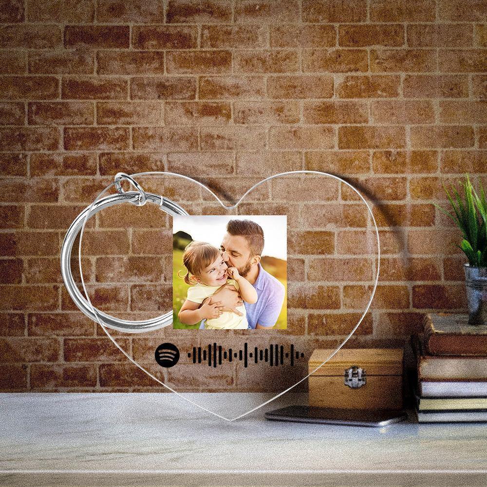 Scannable Spotify Code Keychain Spotify Favorite Song Photo Engraved Keychain Father's Gifts