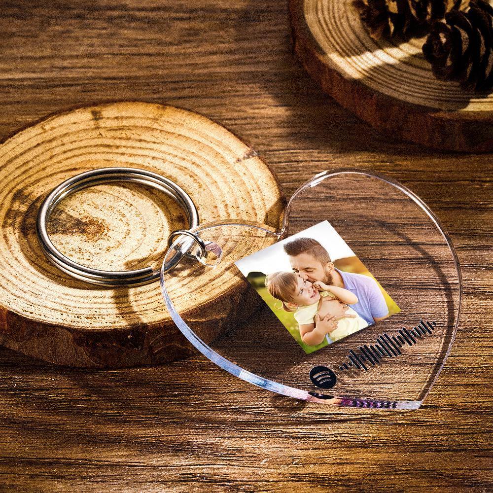 Scannable Spotify Code Keychain Spotify Favorite Song Photo Engraved Keychain Father's Gifts