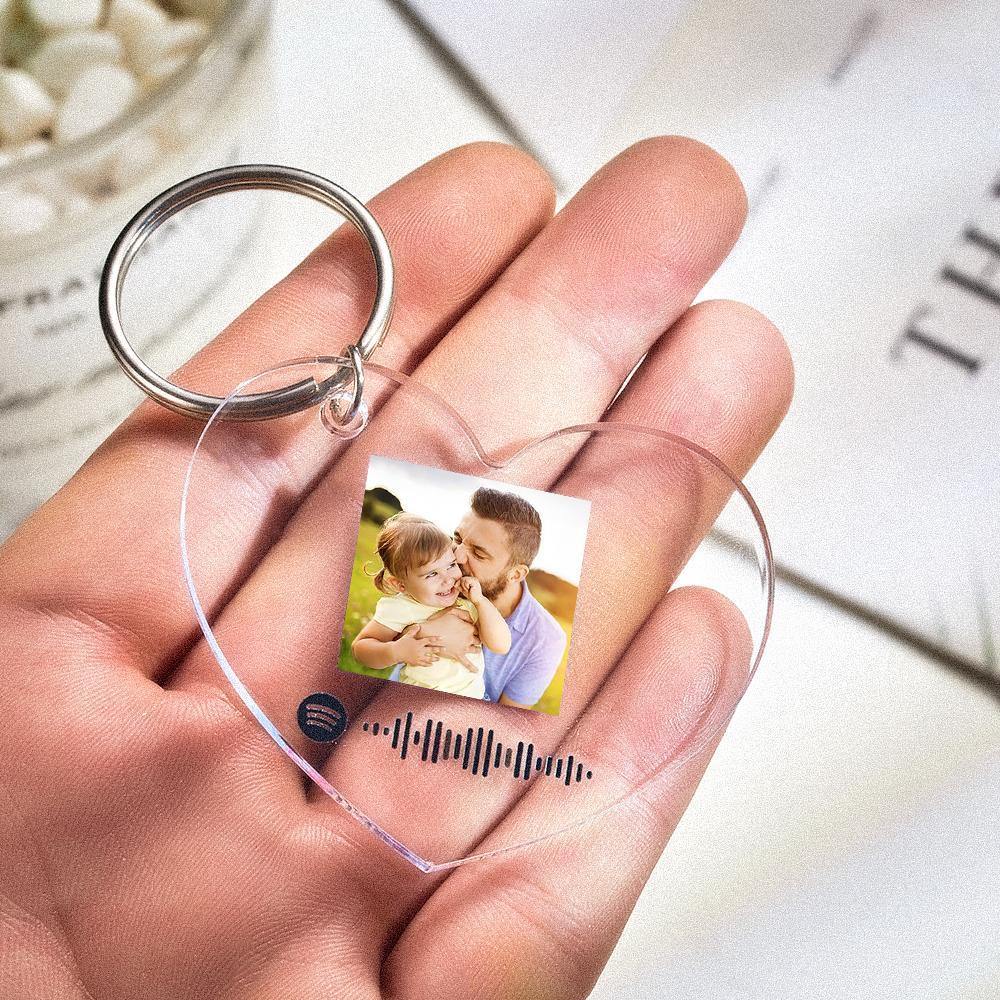 Scannable Spotify Code Keychain Spotify Favorite Song Photo Engraved Keychain Father's Gifts