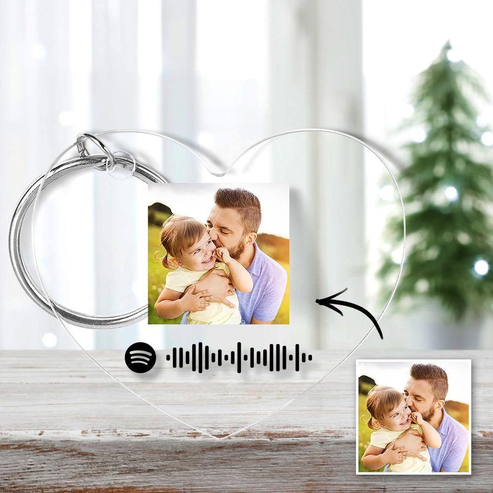 Scannable Spotify Code Keychain Spotify Favorite Song Photo Engraved Keychain Father's Gifts