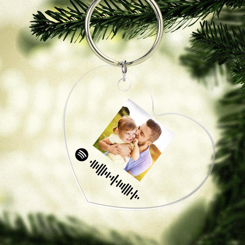 Scannable Spotify Code Keychain Spotify Favorite Song Photo Engraved Keychain Father's Gifts