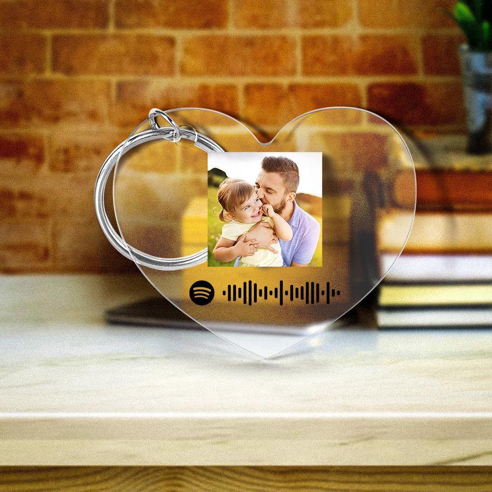 Scannable Spotify Code Keychain Spotify Favorite Song Photo Engraved Keychain Father's Gifts