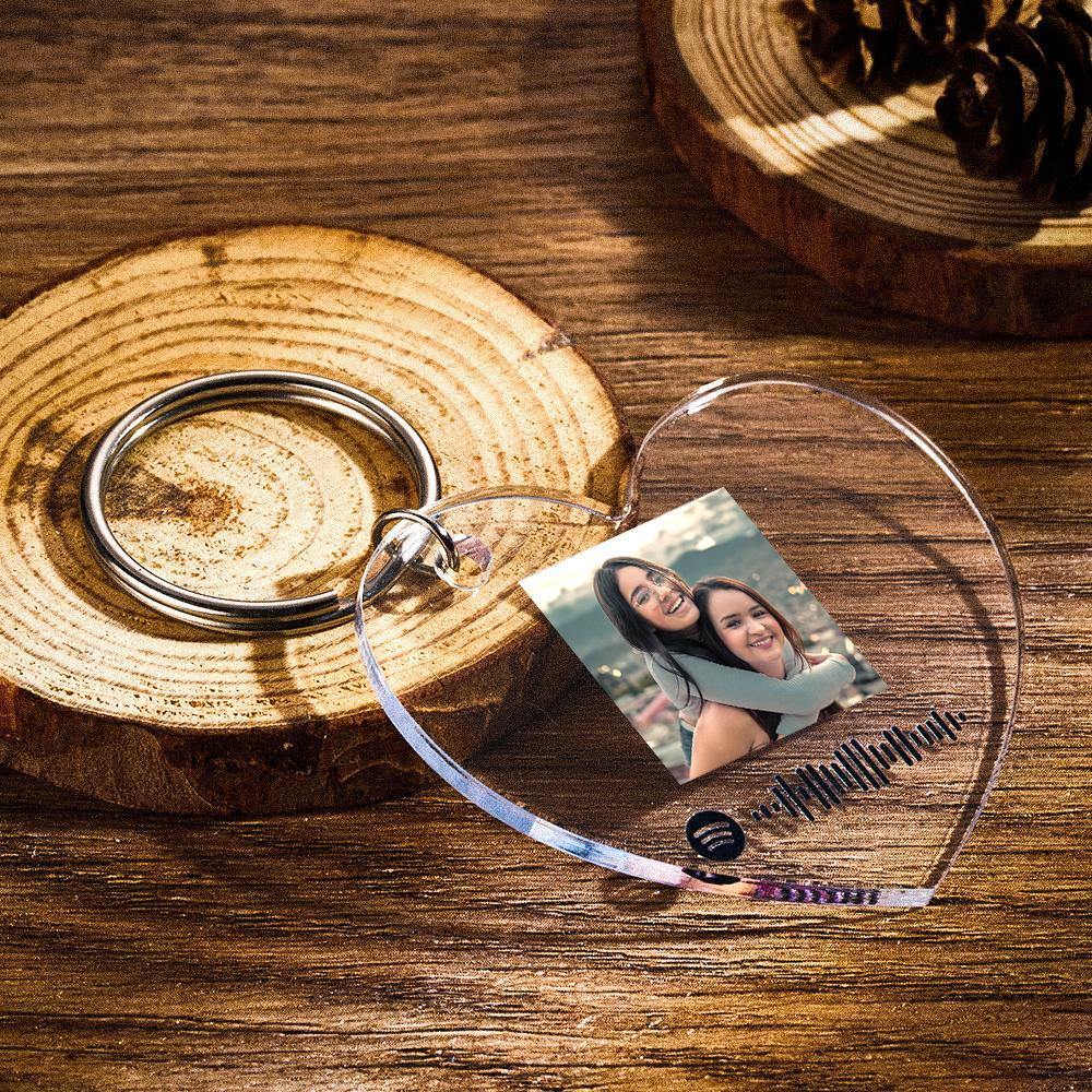 Scannable Spotify Code Keychain Spotify Favorite Song Photo Engraved Keychain Heart-shaped