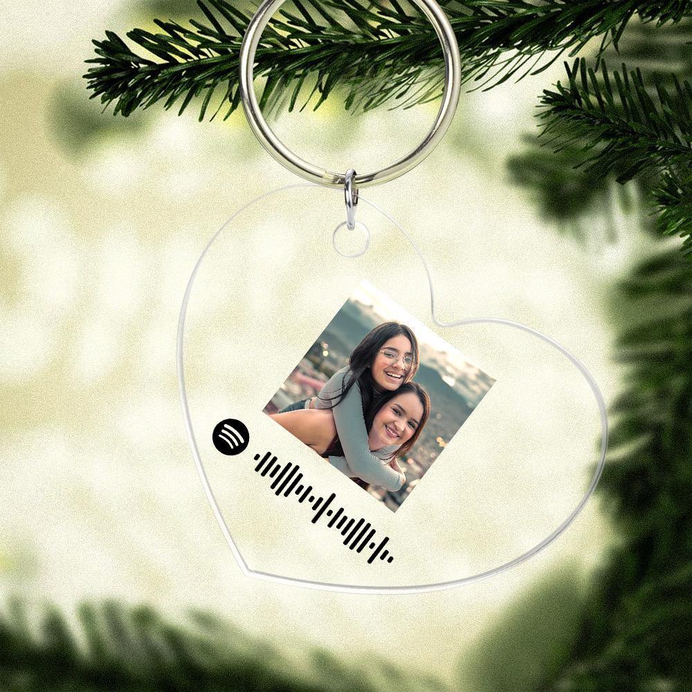 Scannable Spotify Code Keychain Spotify Favorite Song Photo Engraved Keychain Heart-shaped