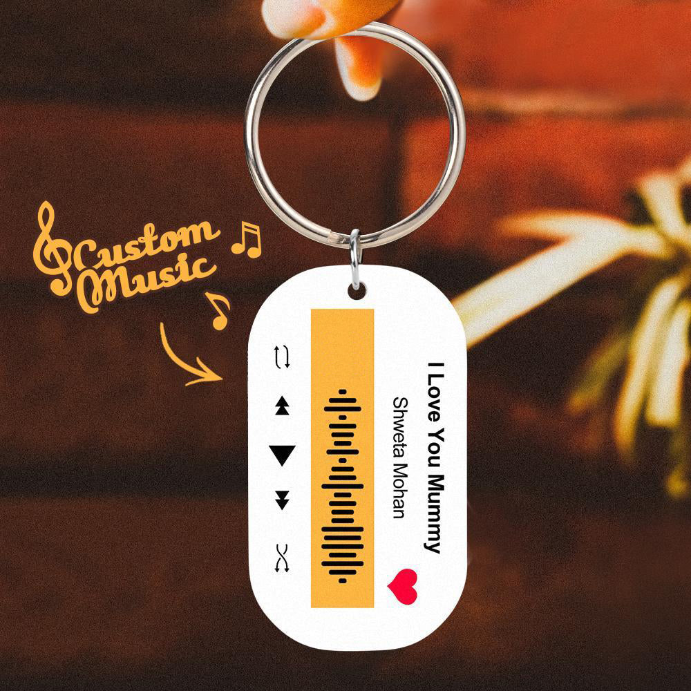 Scannable Music Code Keychain Music Favorite Song Engraved Keychain Gifts for Him