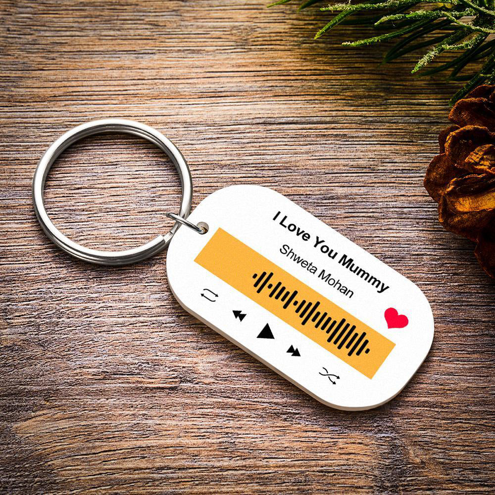 Scannable Music Code Keychain Music Favorite Song Engraved Keychain Gifts for Him