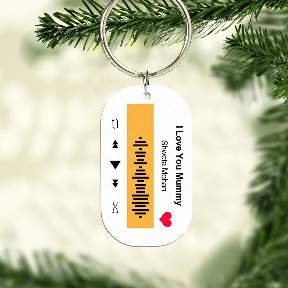 Scannable Music Code Keychain Music Favorite Song Engraved Keychain Gifts for Him
