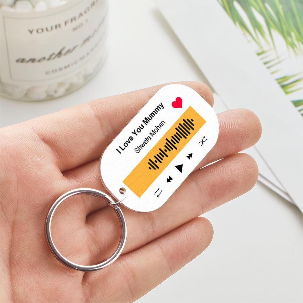 Scannable Music Code Keychain Music Favorite Song Engraved Keychain Gifts for Him