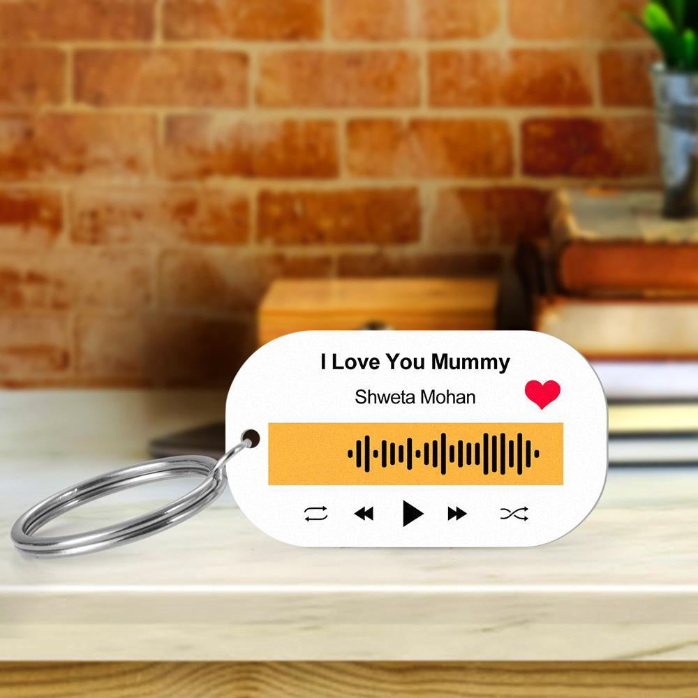 Scannable Music Code Keychain Music Favorite Song Engraved Keychain Gifts for Him