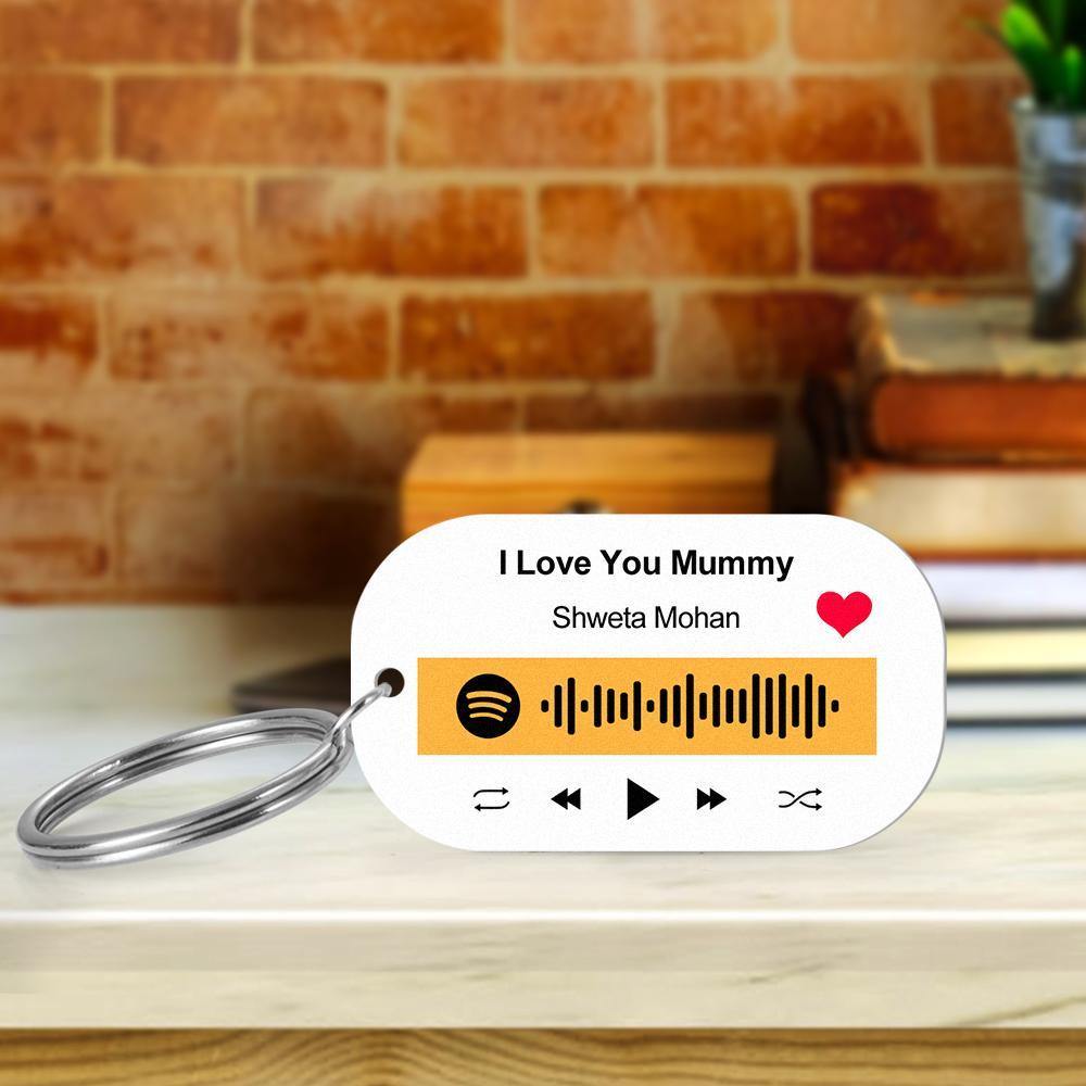 Scannable Spotify Code Keychain Spotify Favorite Song Engraved Keychain Gifts for Him