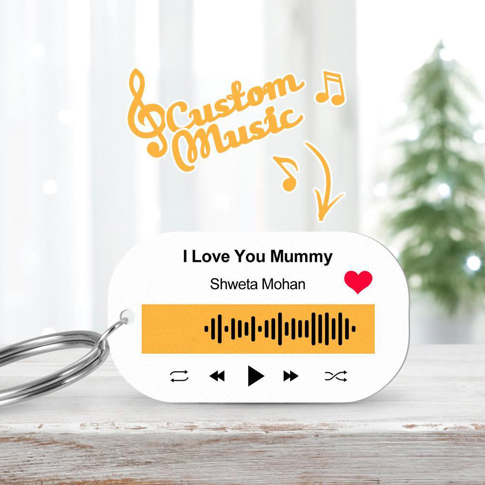 Scannable Music Code Keychain Music Favorite Song Engraved Keychain Gifts for Him