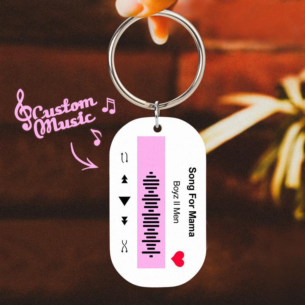 Scannable Music Code Keychain Music Favorite Song Engraved Keychain Gifts for Her Pink