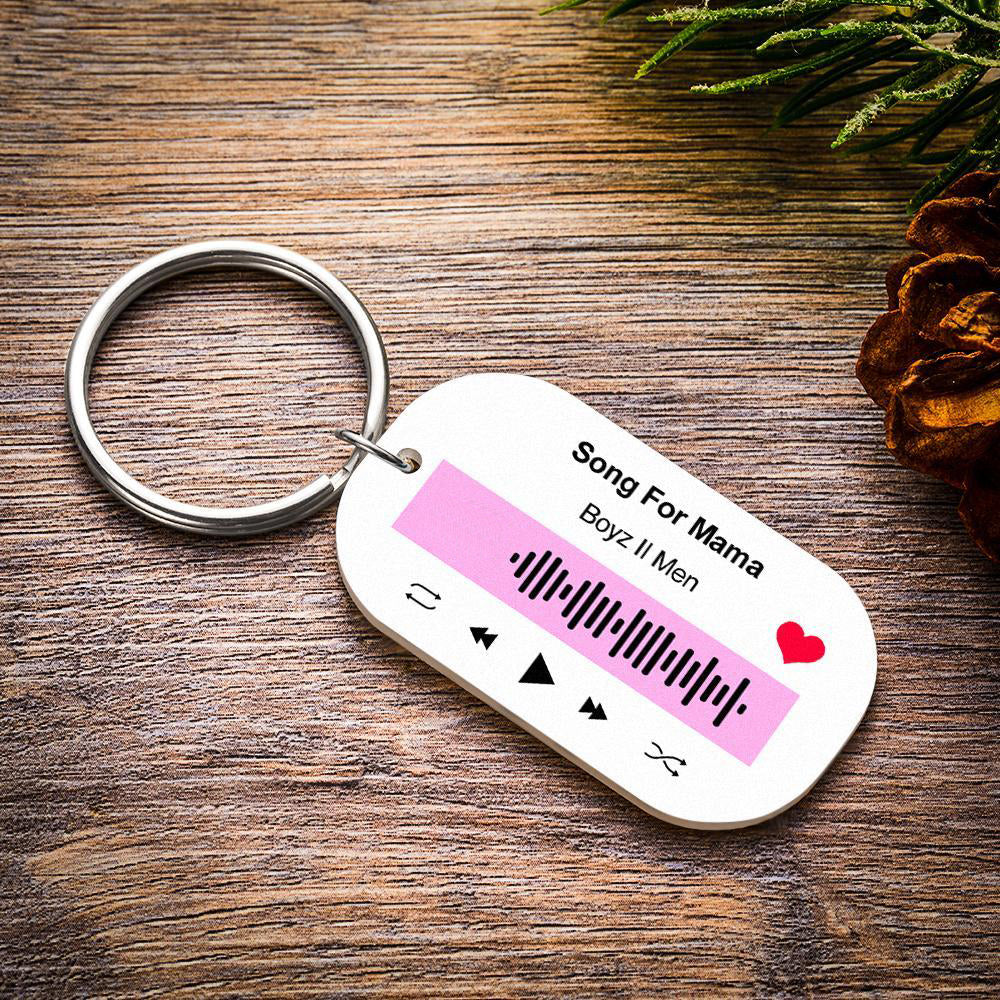Scannable Music Code Keychain Music Favorite Song Engraved Keychain Gifts for Her Pink