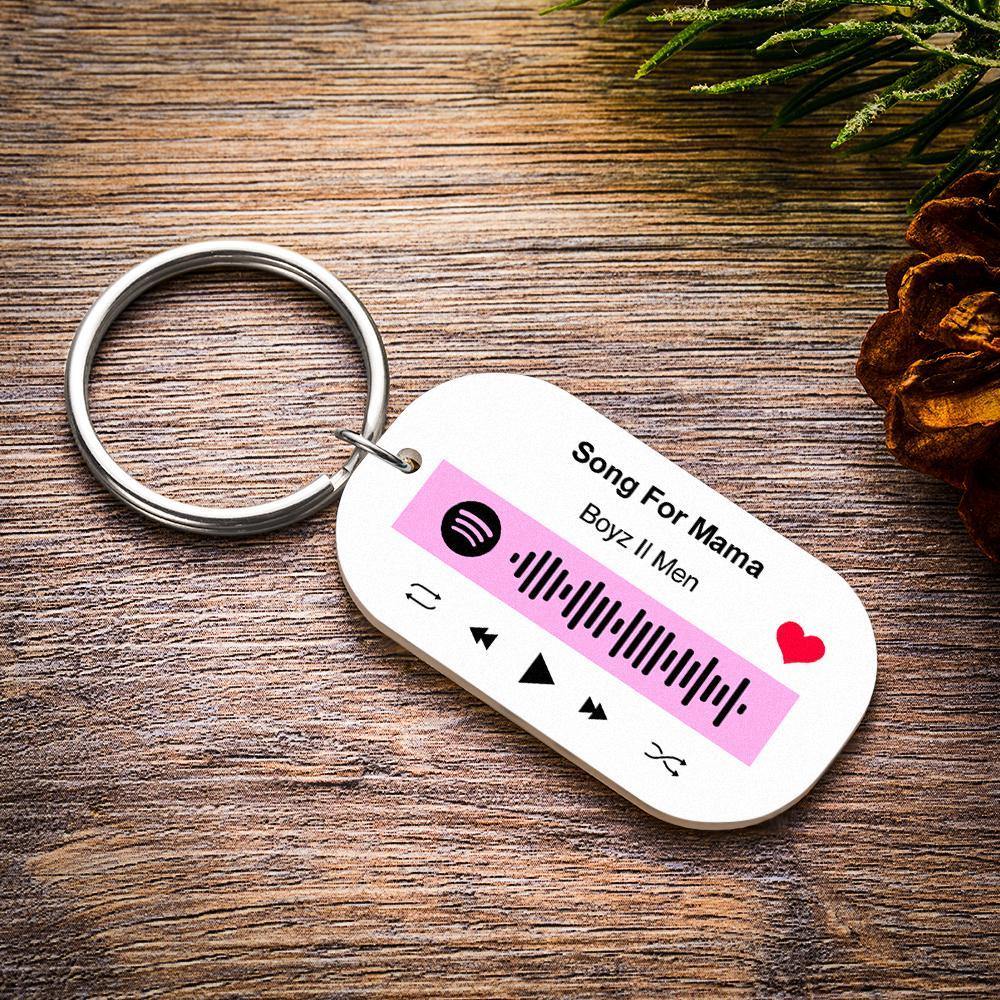Scannable Spotify Code Keychain Spotify Favorite Song Engraved Keychain Gifts for Her Pink