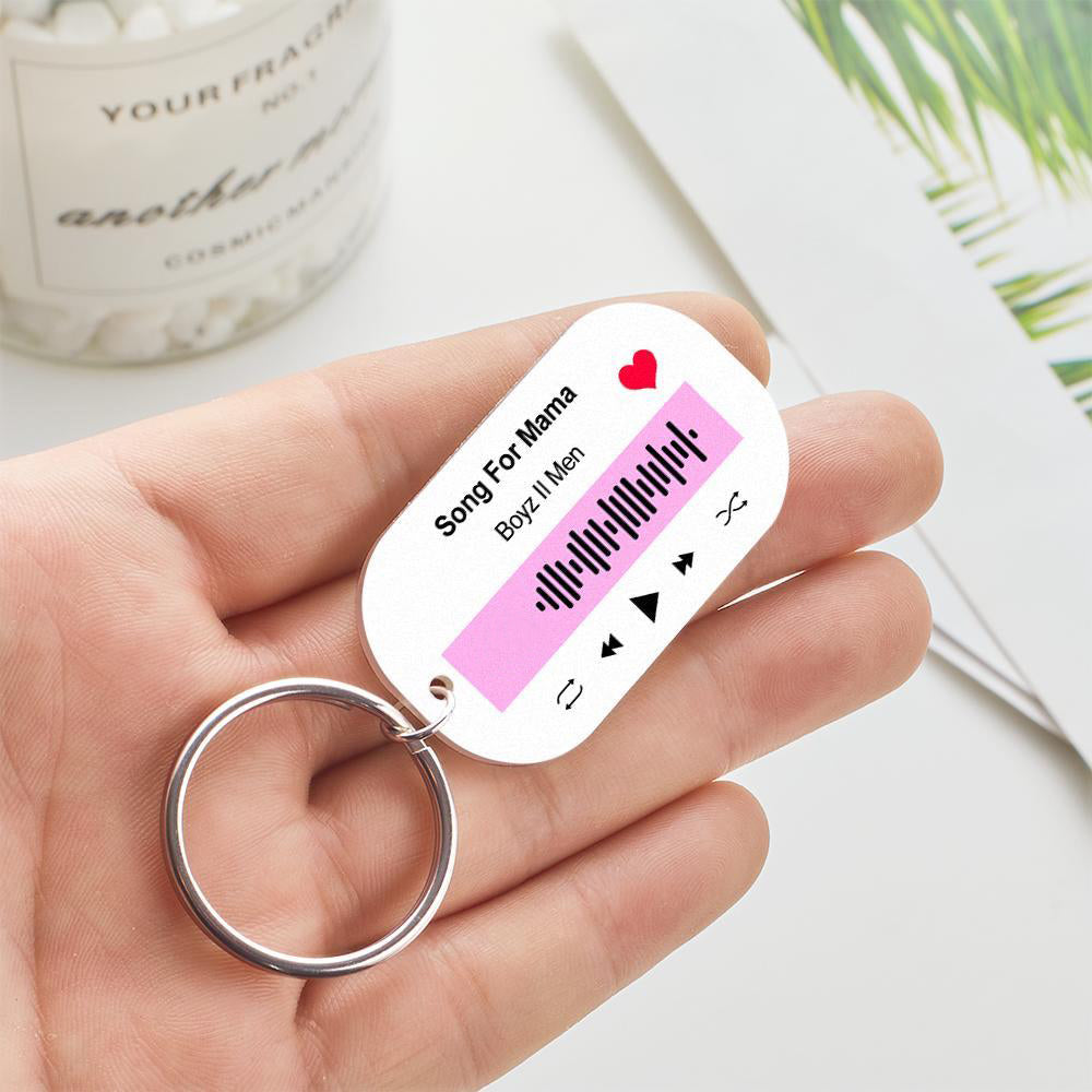 Scannable Music Code Keychain Music Favorite Song Engraved Keychain Gifts for Her Pink