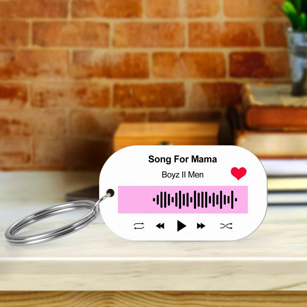 Scannable Music Code Keychain Music Favorite Song Engraved Keychain Gifts for Her Pink