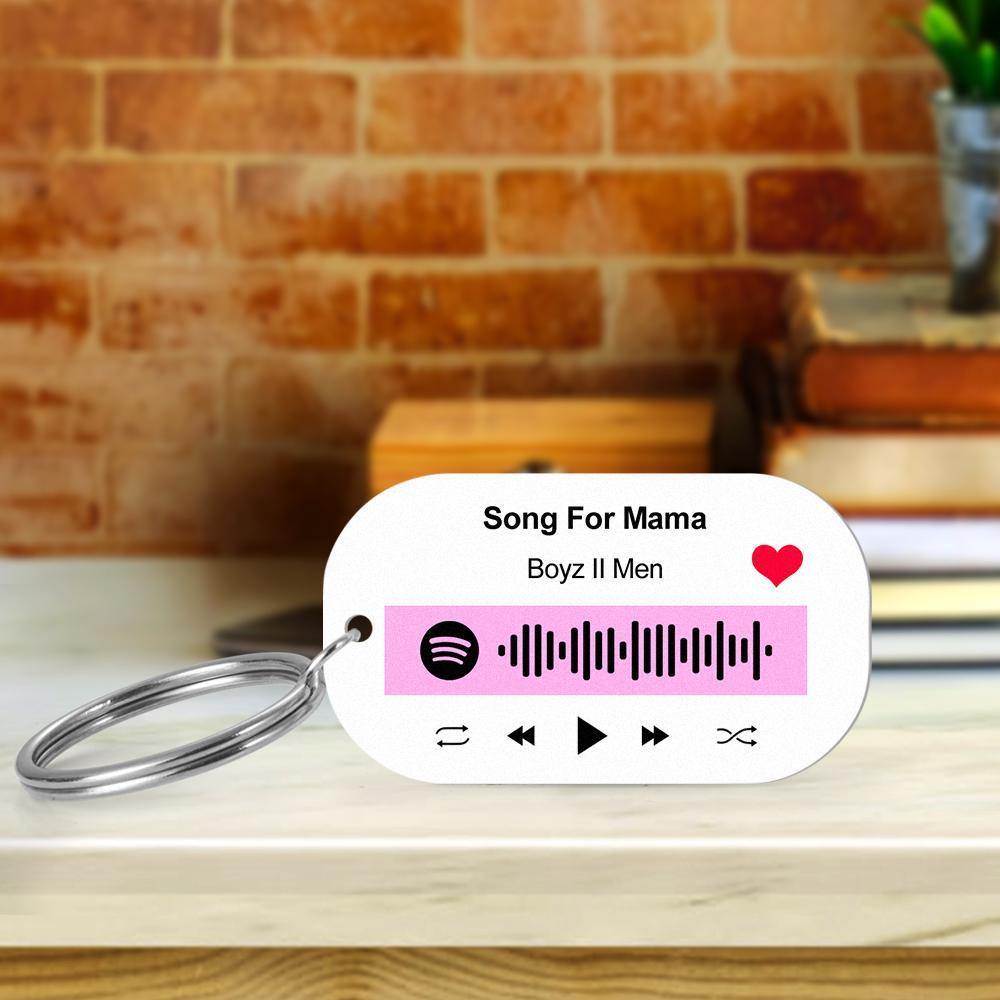 Scannable Spotify Code Keychain Spotify Favorite Song Engraved Keychain Gifts for Her Pink