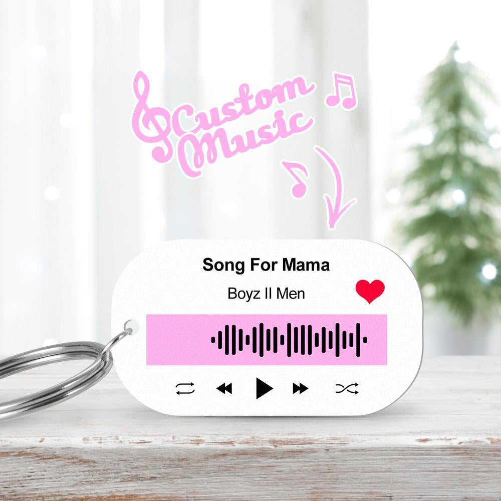 Scannable Music Code Keychain Music Favorite Song Engraved Keychain Gifts for Her Pink