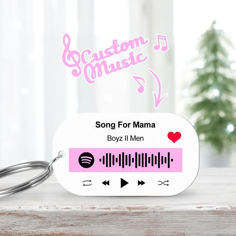 Scannable Spotify Code Keychain Spotify Favorite Song Engraved Keychain Gifts for Her Pink