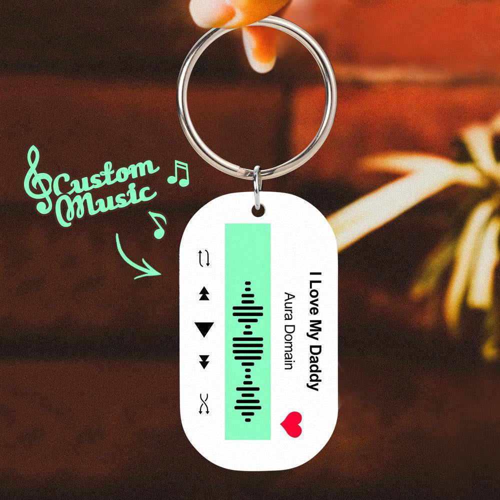Scannable Music Code Keychain Music Favorite Song Engraved Keychain Memory Gifts for Him