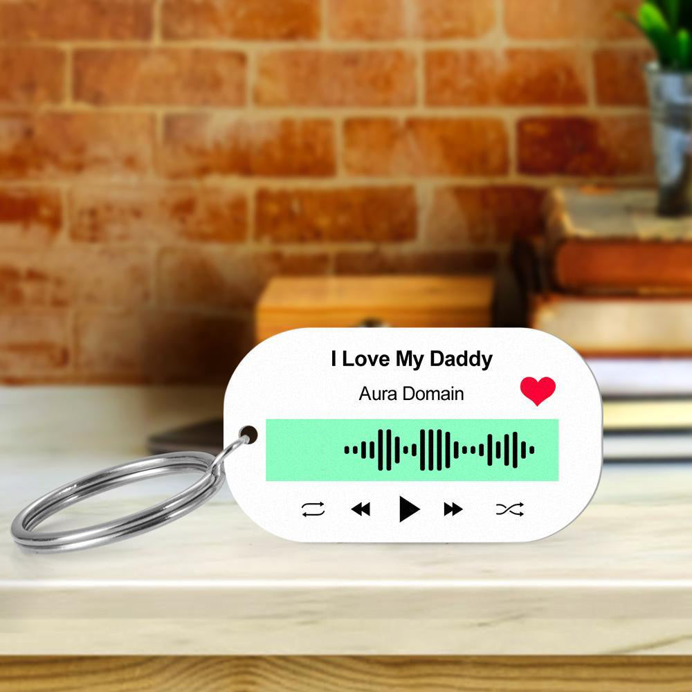 Scannable Music Code Keychain Music Favorite Song Engraved Keychain Memory Gifts for Him