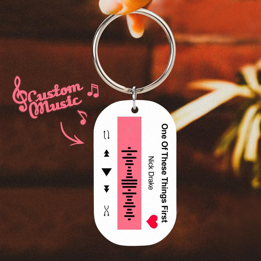 Scannable Music Code Keychain Music Favorite Song Engraved Keychain Unique Gifts for Couple
