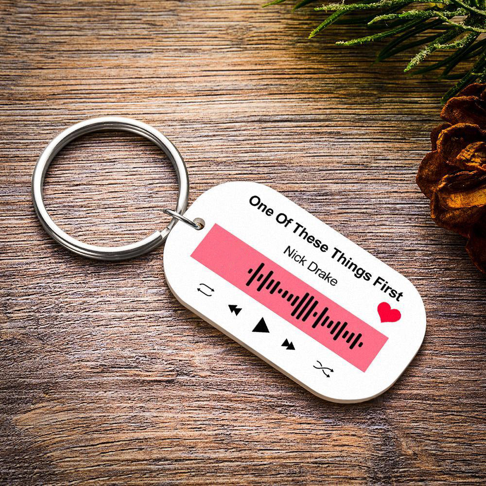Scannable Music Code Keychain Music Favorite Song Engraved Keychain Unique Gifts for Couple