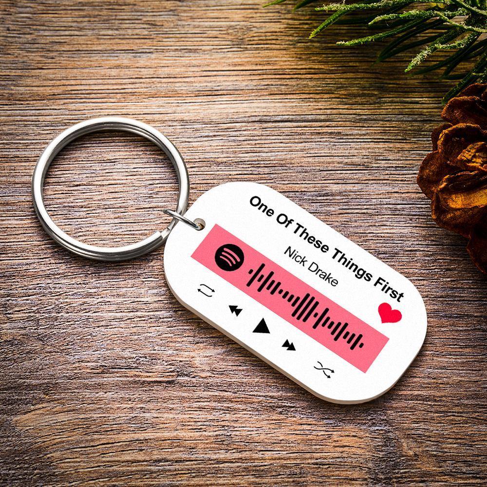 Scannable Spotify Code Keychain Spotify Favorite Song Engraved Keychain Unique Gifts for Couple