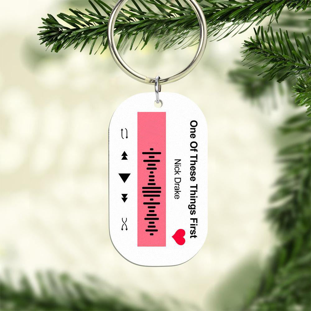 Scannable Music Code Keychain Music Favorite Song Engraved Keychain Unique Gifts for Couple