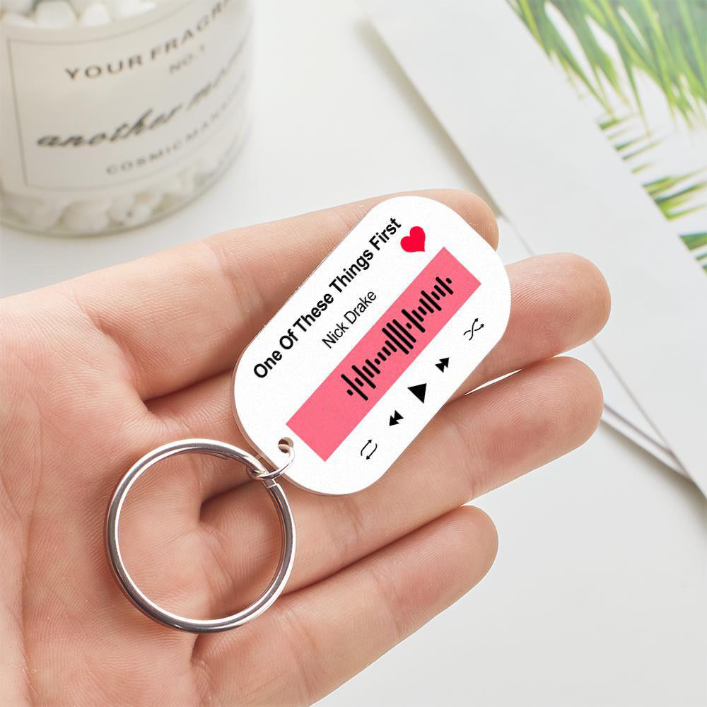 Scannable Music Code Keychain Music Favorite Song Engraved Keychain Unique Gifts for Couple
