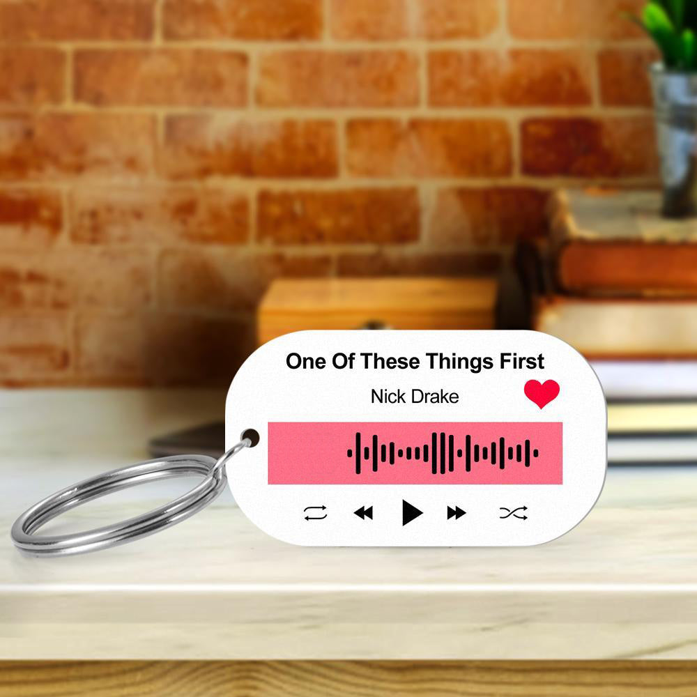 Scannable Music Code Keychain Music Favorite Song Engraved Keychain Unique Gifts for Couple