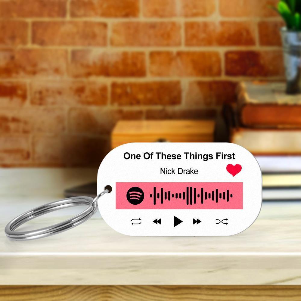 Scannable Spotify Code Keychain Spotify Favorite Song Engraved Keychain Unique Gifts for Couple