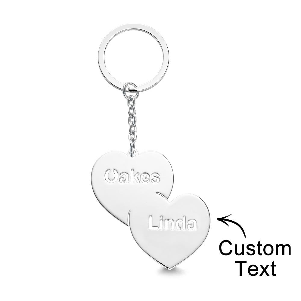 Personalized Name Double Hearts Keychain Creative Love Keychain For Couples