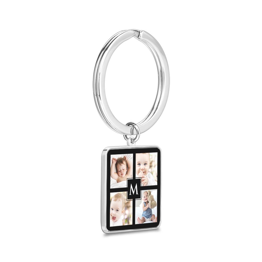 Unique Custom Cute Square Photo Engraved Keychain Anniversary Gifts for Baby