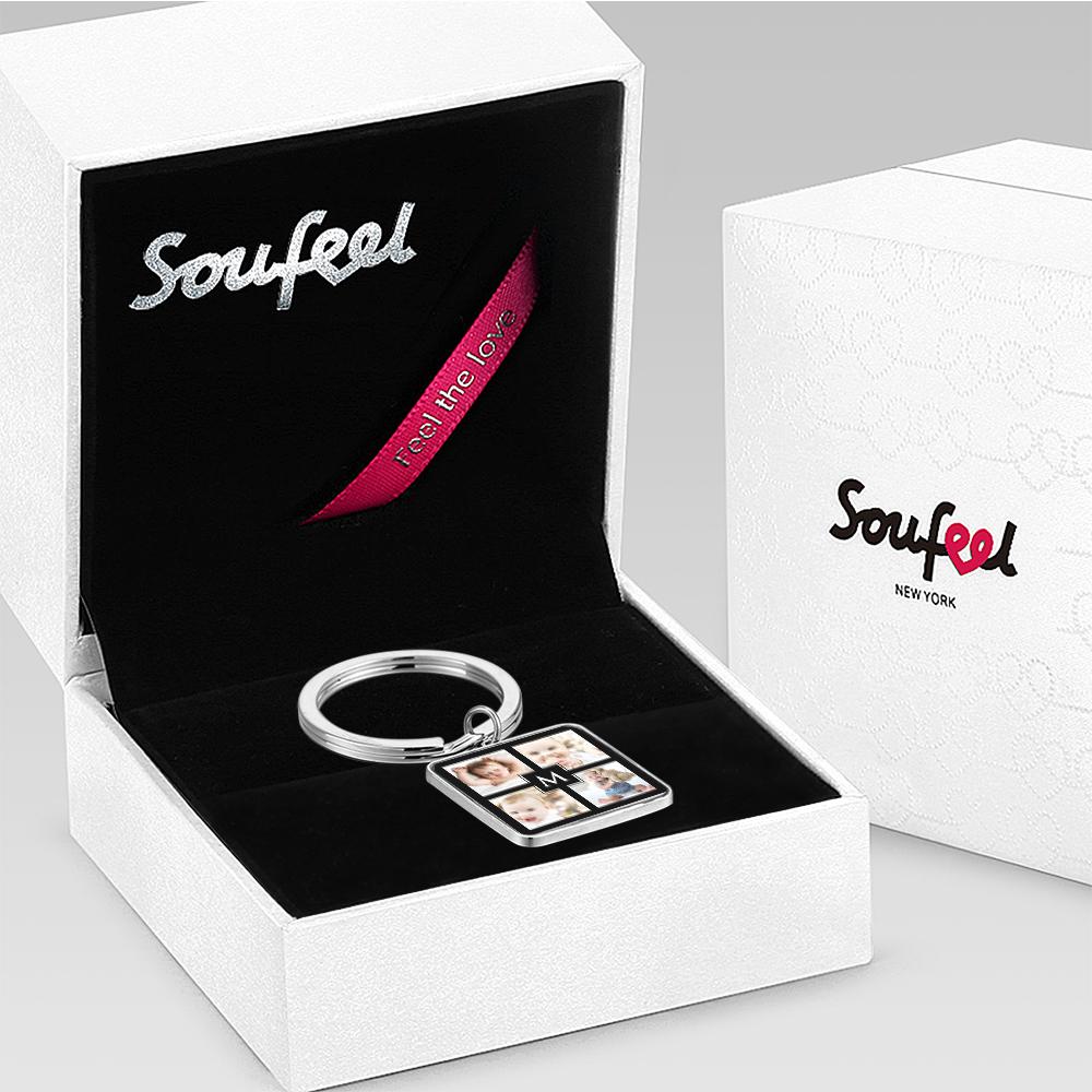 Unique Custom Cute Square Photo Engraved Keychain Anniversary Gifts for Baby