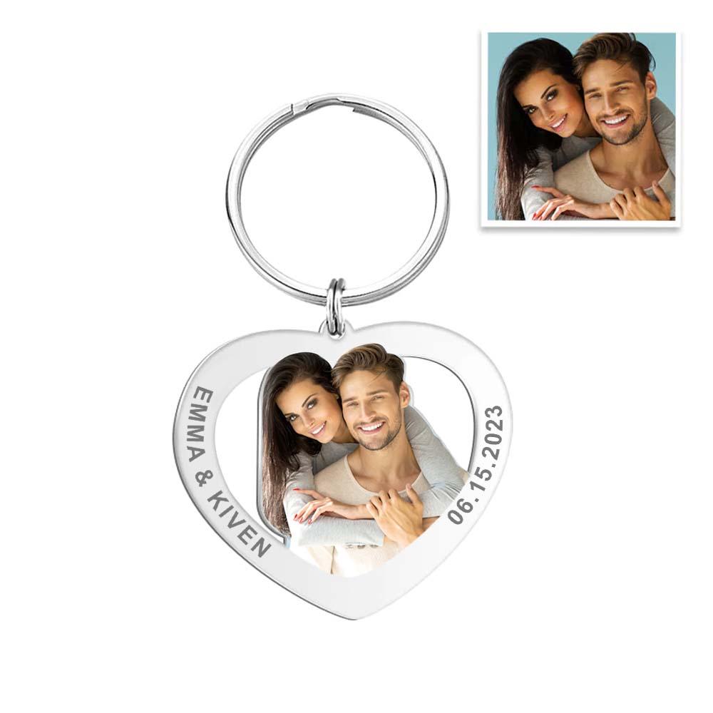 Custom Heart Colorful Photo Keychain Engraving Keychain For Valentine's Gift