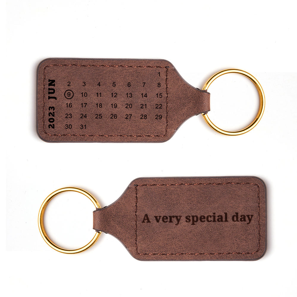 Custom Calendar Keychain Engraving Leather Keychain Anniversary Keychain Ideas For Men Boyfriend Gift