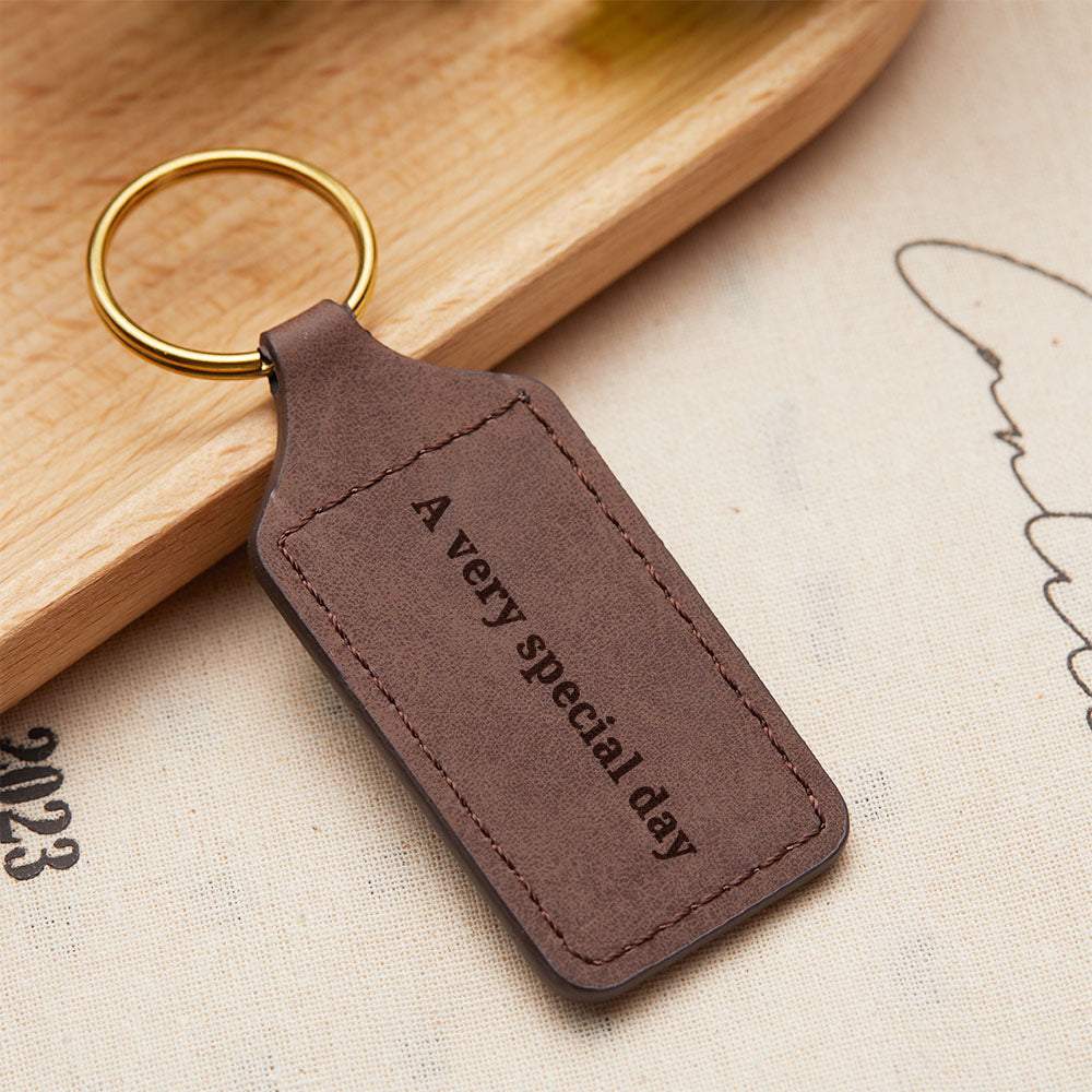 Custom Calendar Keychain Engraving Leather Keychain Anniversary Keychain Ideas For Men Boyfriend Gift