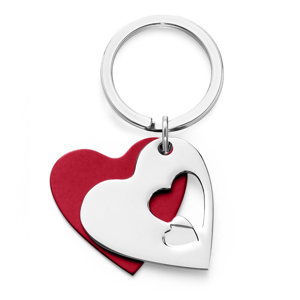 Two Hearts are Better Than One Personalized Layered Cut Out Heart Keychain Engraved Keychain Gift for Love
