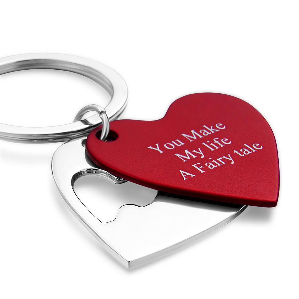 Two Hearts are Better Than One Personalized Layered Cut Out Heart Keychain Engraved Keychain Gift for Love